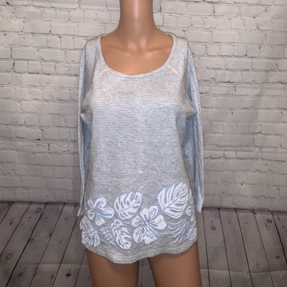 Tommy Bahama Tops - Tommy Bahama Floral Gray & Blue Top